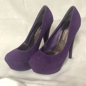 Just Fab Shayla Purple Velvet Feel Platform Heels